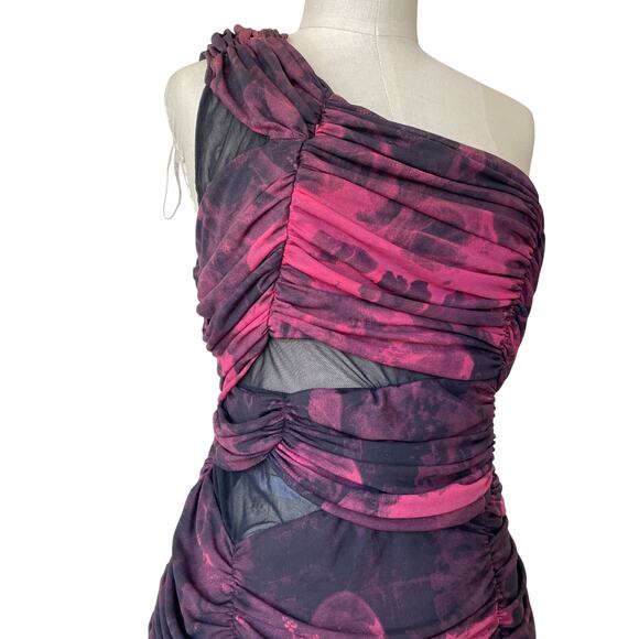 Y2K Dark Fairy bodycon dress Large ruched one shoulder deadstock Rampage Grunge - Picture 2 of 6